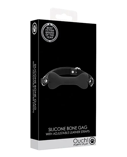 Shots America LLC Anal Shots Ouch Puppy Play Silicone Bone Gag Black