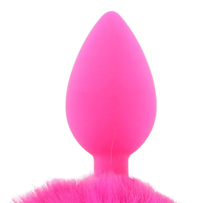 Anal pink cherry Pipedream Bunny Tail Beginner Silicone Butt Plug in Pink