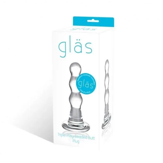 Glas Anal Triple Play Beaded Butt Plug