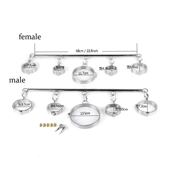 House of Dasein Dildos Spreader Bars Stainless Steel Spreader Bar Shackles With Collar And Cuffs Bdsm Toys
