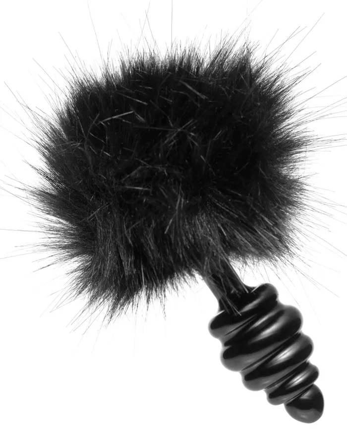 Anal Tailz Black Bunny Butt Plug with Black Tail Stimulating Ripples