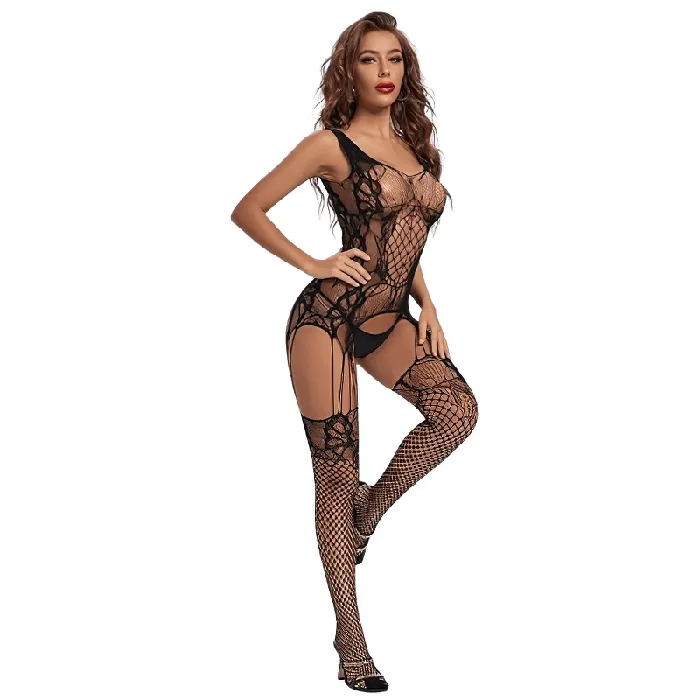 Bodystockings Playsuits EVEs SECRETS Sexy Womens Tights Lingerie Open Crotch Erotic Bodystocking Black Intimates Underwear