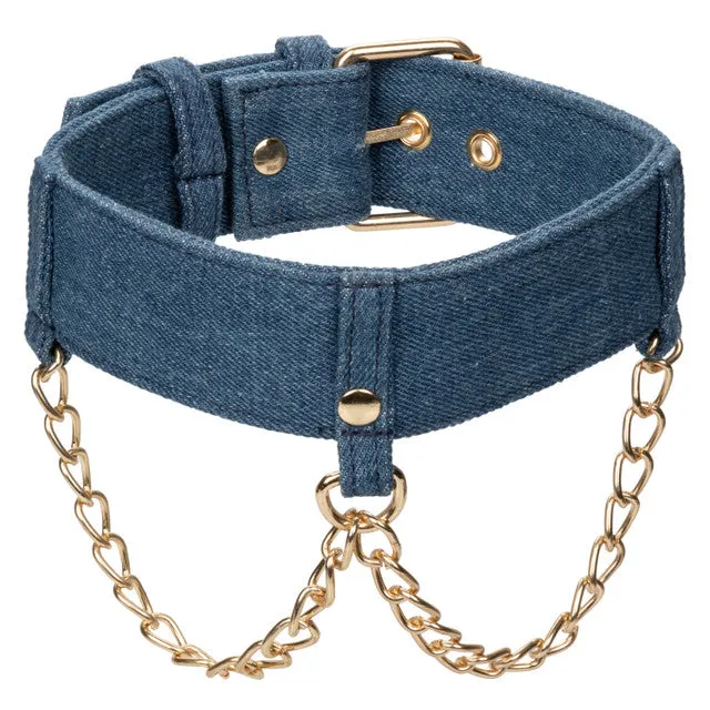 CalExotics CaleXOtics RIDEEM COLLAR WITH LEASH Premium Denim Collection Female Sex Toys