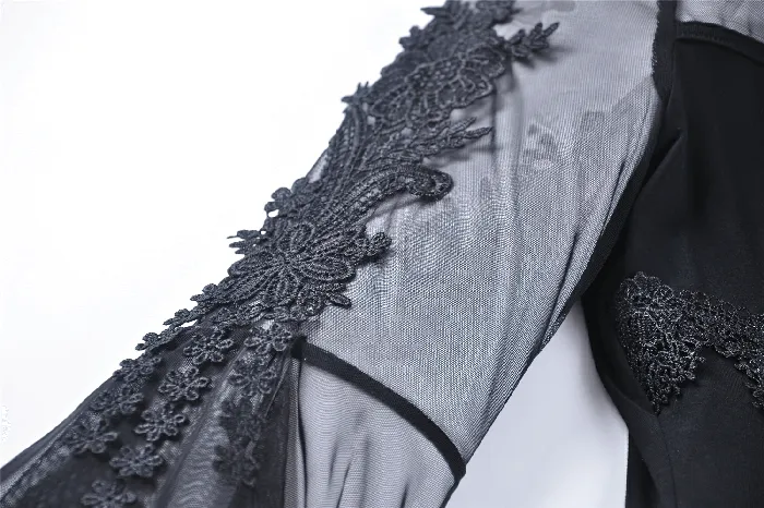 Couples EVEs SECRETS Chic Laceup Ruffled Top with Sheer Long Sleeves