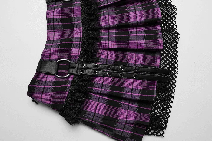 EVEs SECRETS Grunge Mesh Pleated Mini Skirt with Lace Trim for Women Female Sex Toys