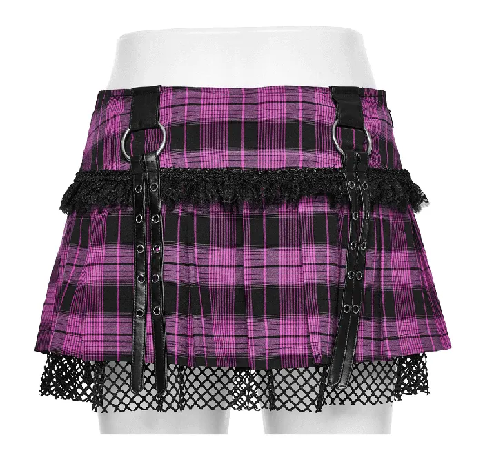 EVEs SECRETS Grunge Mesh Pleated Mini Skirt with Lace Trim for Women Female Sex Toys