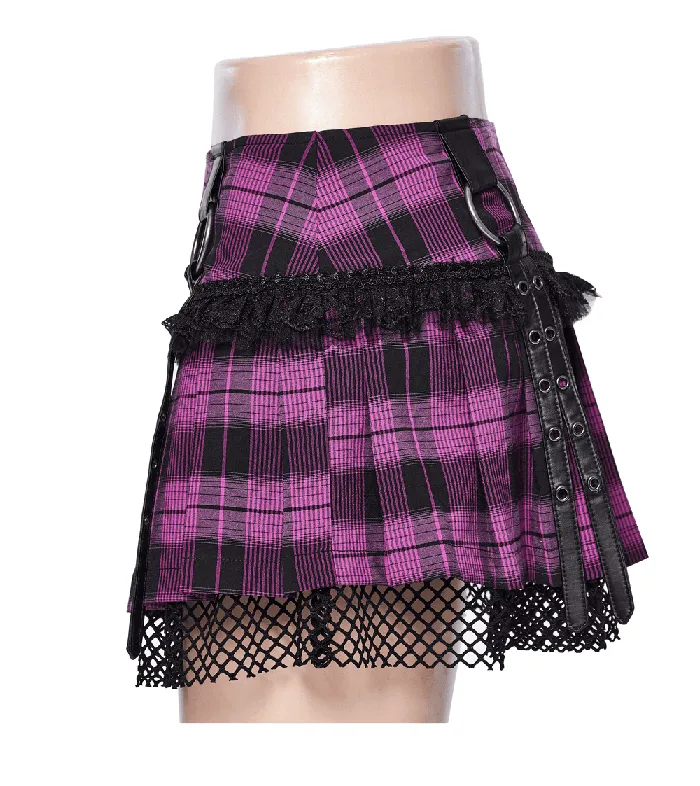 EVEs SECRETS Grunge Mesh Pleated Mini Skirt with Lace Trim for Women Female Sex Toys