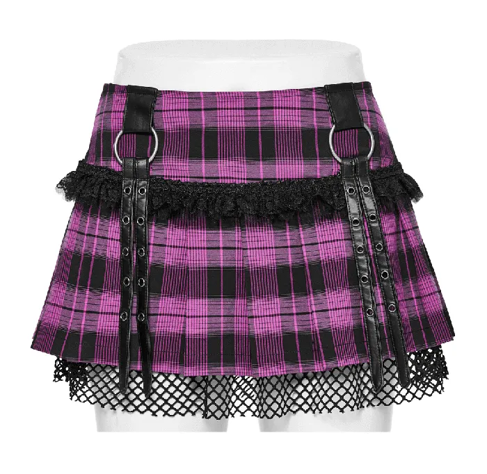EVEs SECRETS Grunge Mesh Pleated Mini Skirt with Lace Trim for Women Female Sex Toys