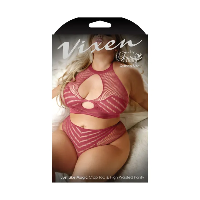 Fantasy Lingerie Female Sex Toys Just Like Magic Top and High Waist Panty Queen Size Cranberry Fantasy Lingerie Female Sex Toys Just Like Magic Top and High Waist Panty Queen Size Cranberry