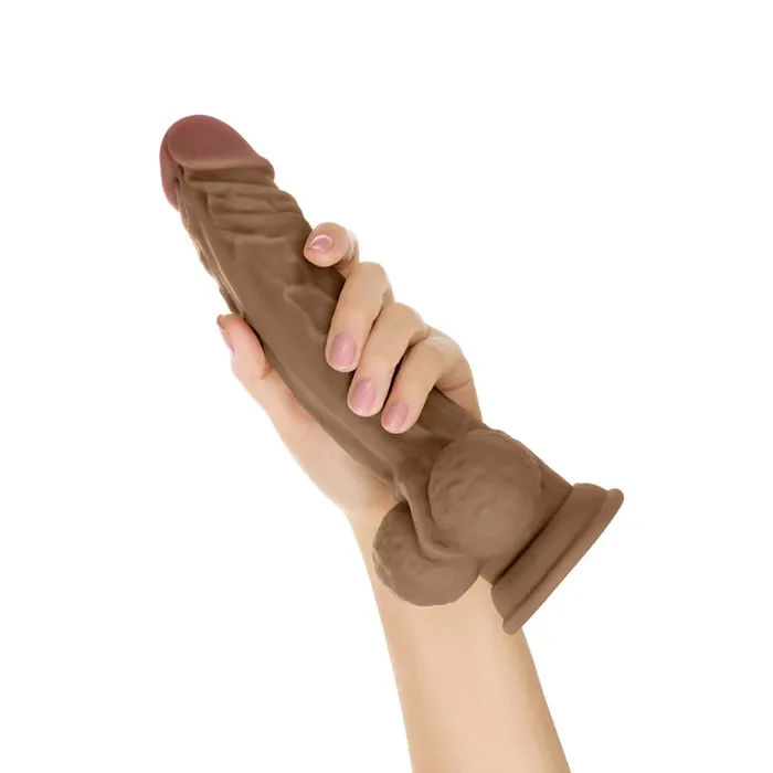 Female Sex Toys Sugar and Sass Shaft Always Up Model A Flexiskin Liquid Silicone Realistic Dildo with Balls 105 inch Oak