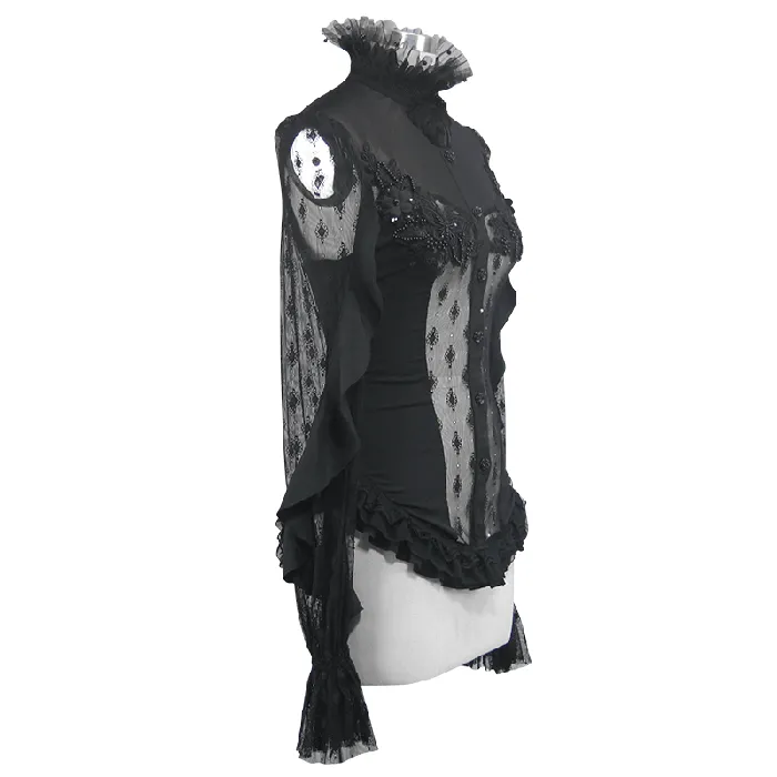 Male Sex Toys Gothic Lace Beading Blouse Womens Shirt with Long Sleeve EVEs SECRETS