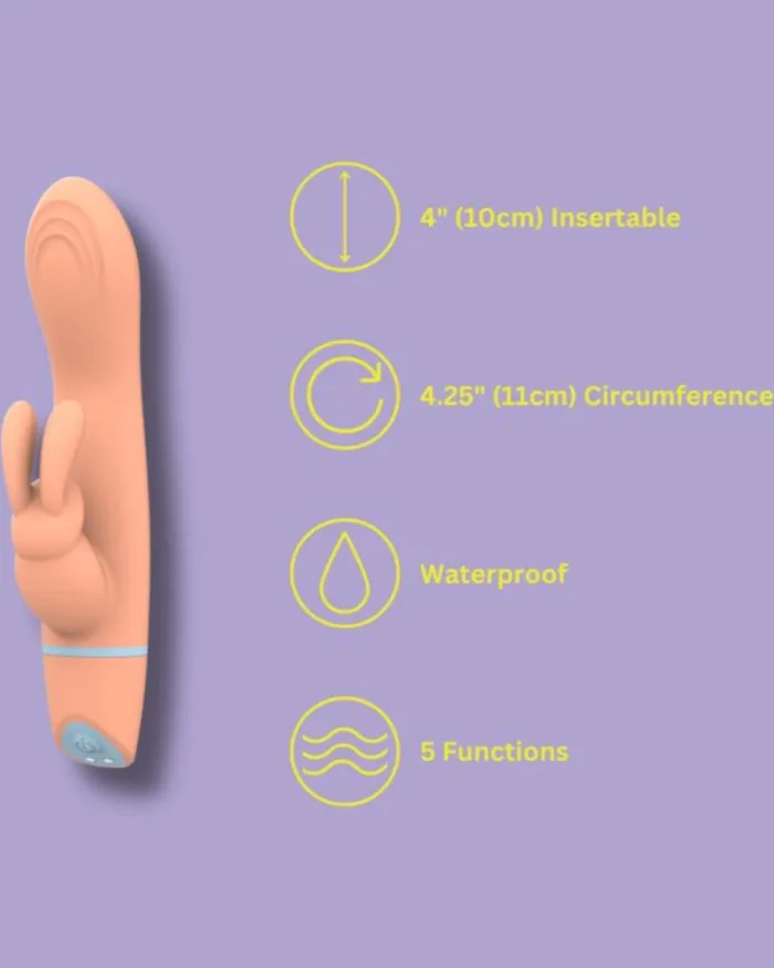 Mina Thrill Rabbit Vibrator with 5 Functions GSpot Curved Shaft Clitoral Stimulation Waterproof MINA Female Sex Toys