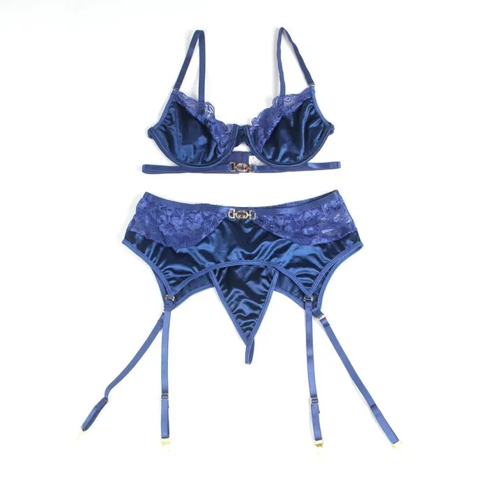 Scandals Lingerie Delicate Lace Lingerie Set Stitching Bra And Garter Panty Female Sex Toys